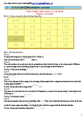 Đề thi violympic cấp tỉnh môn Toán Khối 5 - Vòng 17 - Năm học 2012-2013